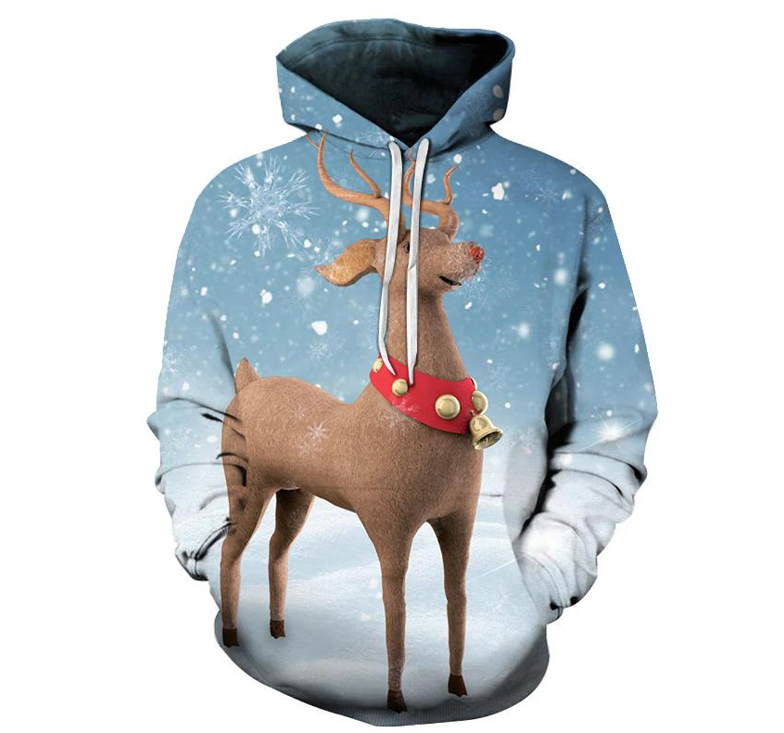 Rudolph Red Nosed Reindeer Christmas - 3D Printed Pullover Hoodie