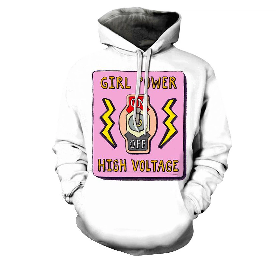 Girl Power High Voltage - 3D Printed Pullover Hoodie