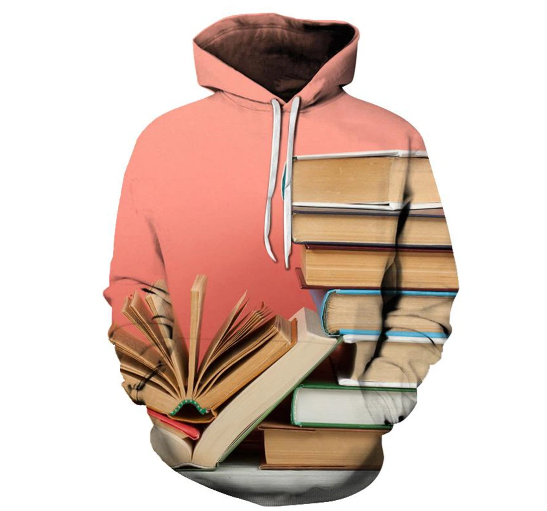 Pink Books - 3D Printed Pullover Hoodie