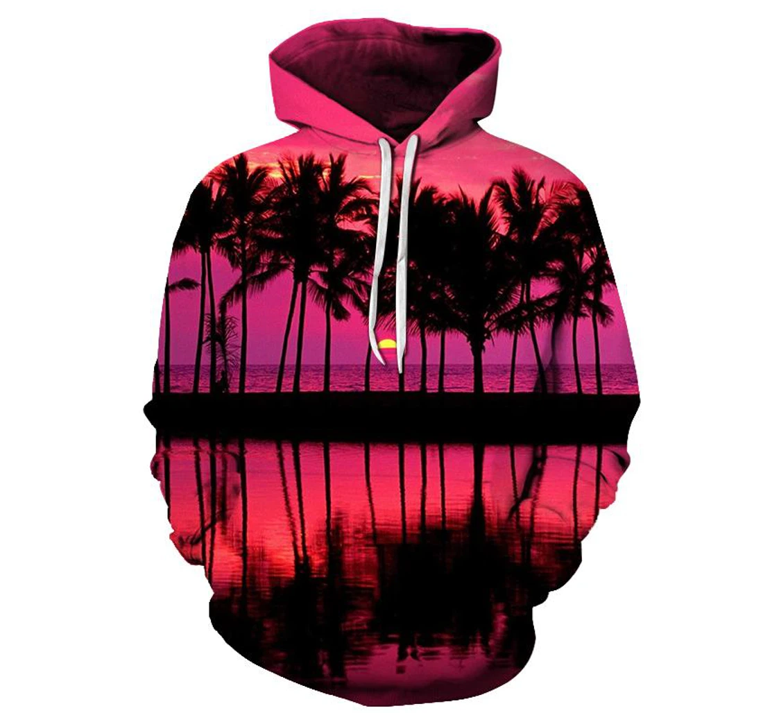 Beautiful Sunset At Hawaii Beach - 3D Printed Pullover Hoodie