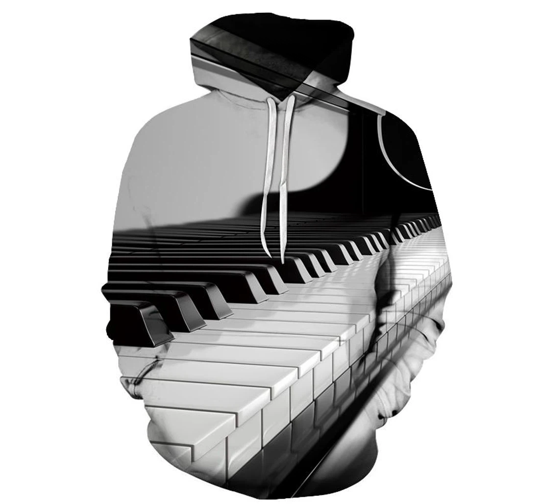 Piano Keys - 3D Printed Pullover Hoodie