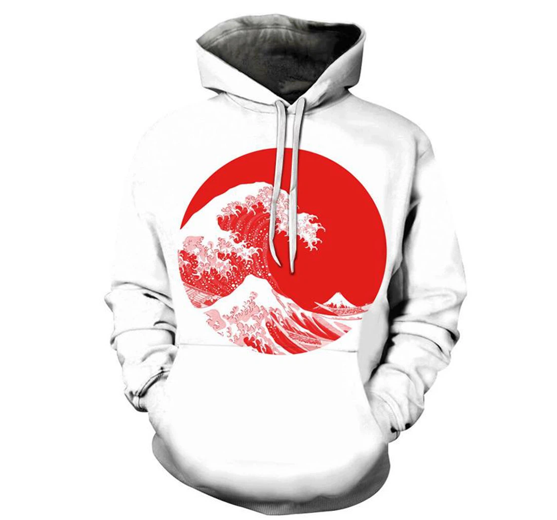 Japanese Waves Flag - 3D Printed Pullover Hoodie