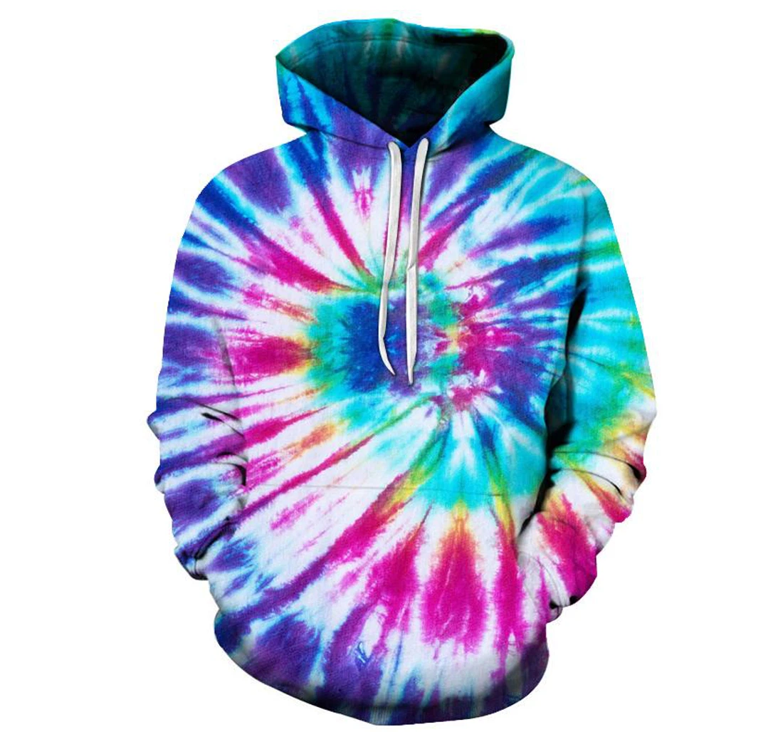 Blue Green Tie Dye - 3D Printed Pullover Hoodie