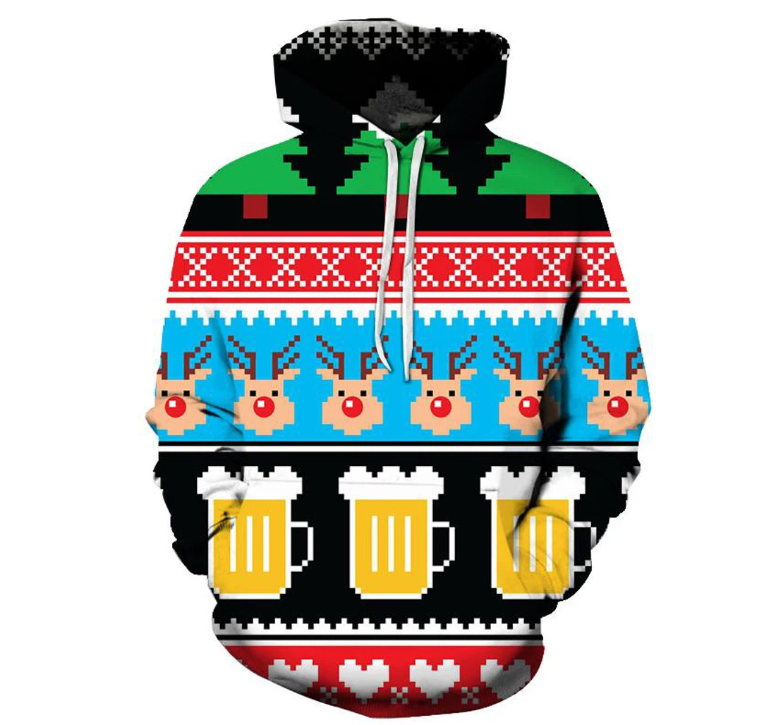 Beer Christmas - 3D Printed Pullover Hoodie