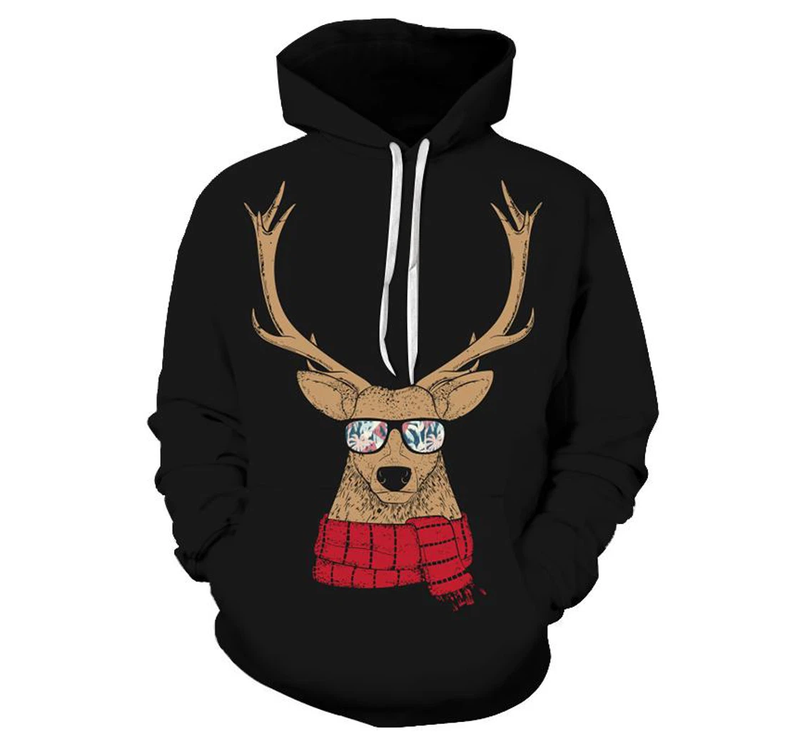 Cool Reindeer Christmas - 3D Printed Pullover Hoodie