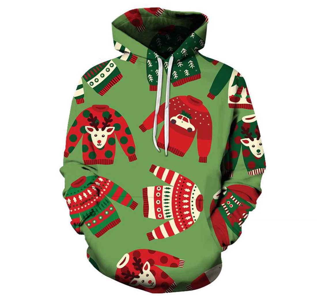 Green Christmas - 3D Printed Pullover Hoodie