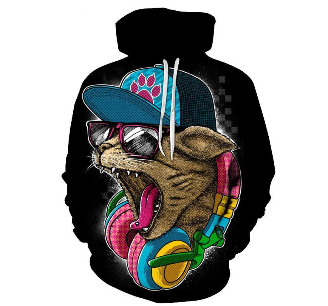 Dj-cat - 3D Printed Pullover Hoodie