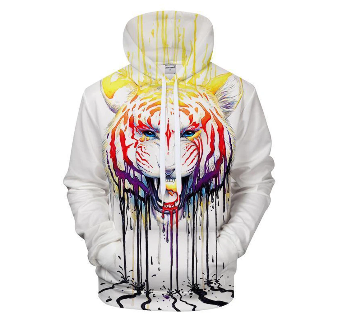Dripping Paint Lion - 3D Printed Pullover Hoodie