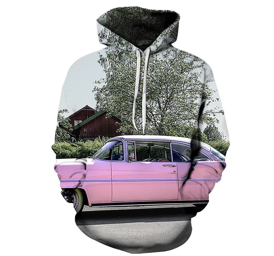 Pink Car - 3D Printed Pullover Hoodie
