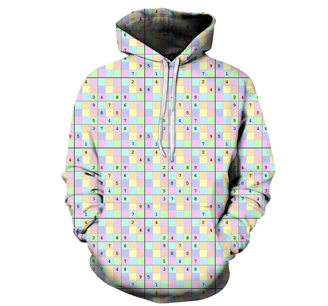 Colorful Sudoku - 3D Printed Pullover Hoodie