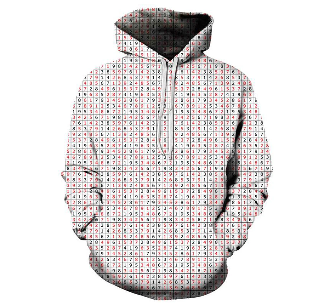 Red Sudoku - 3D Printed Pullover Hoodie