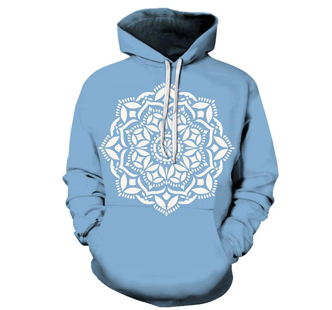 Blue Mandala - 3D Printed Pullover Hoodie