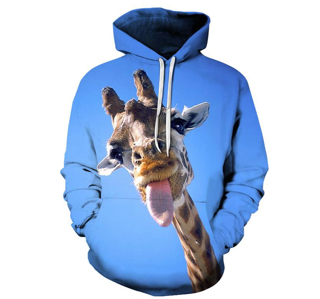 Cute Giraffe Face - 3D Printed Pullover Hoodie