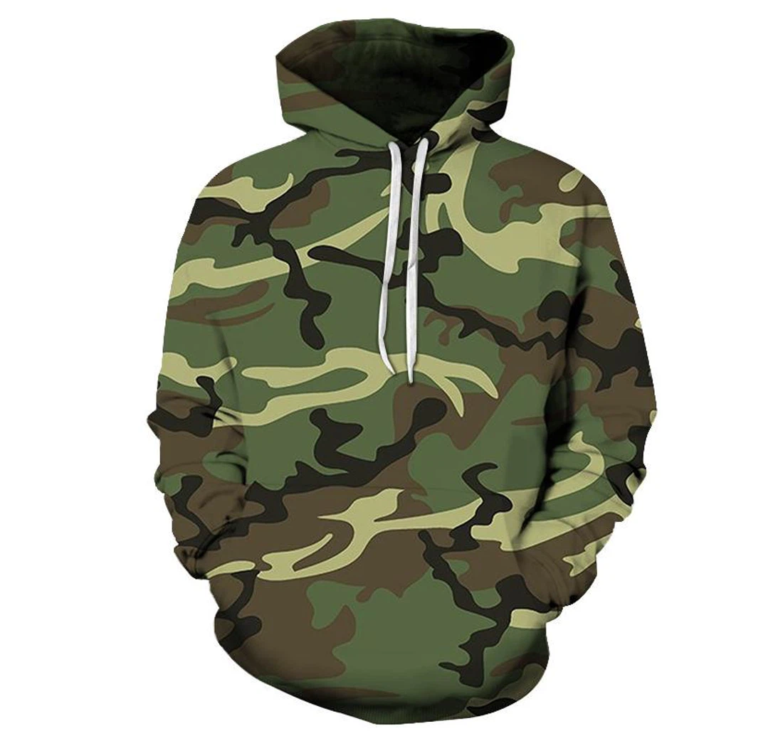 Green Camouflage - 3D Printed Pullover Hoodie