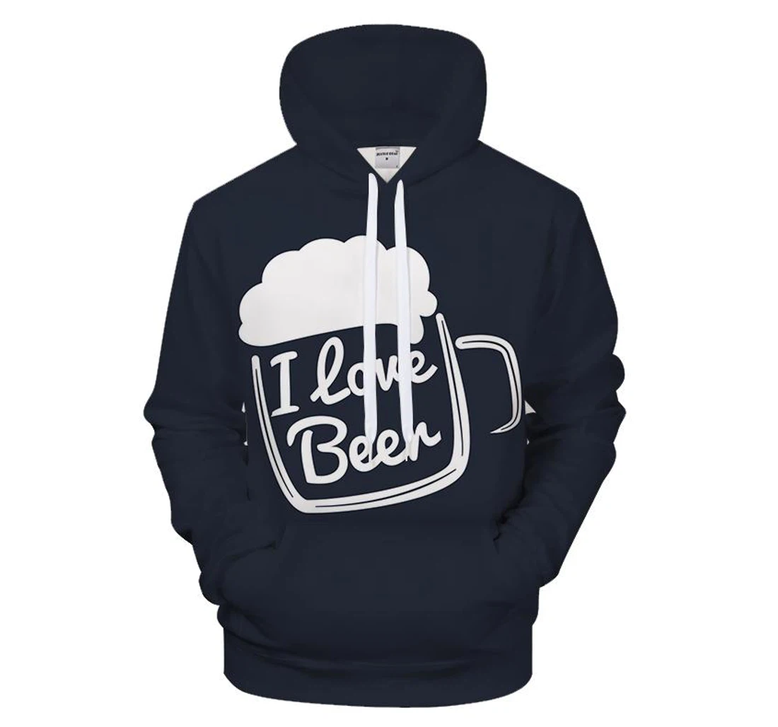 I Love Beer - 3D Printed Pullover Hoodie