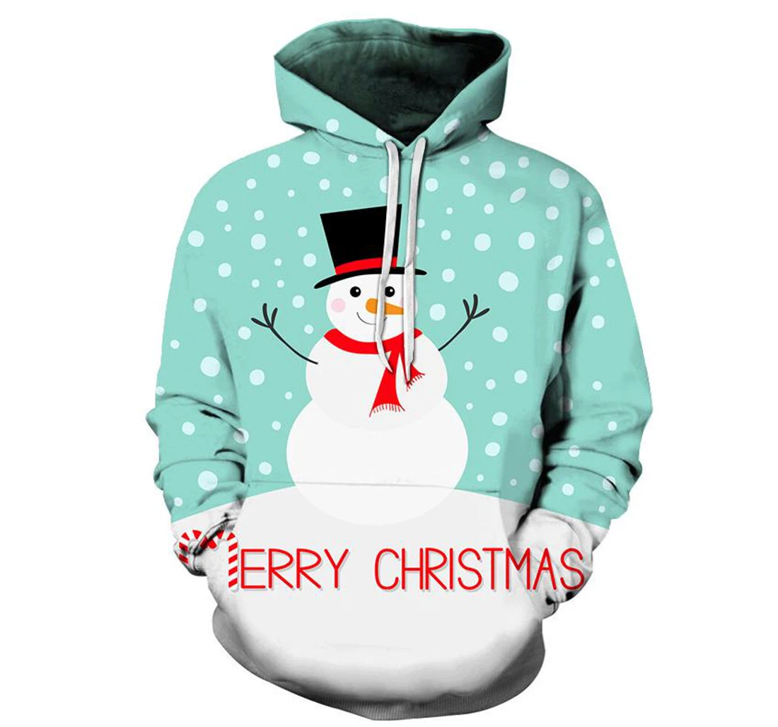 Happy Snowman Christmas - 3D Printed Pullover Hoodie