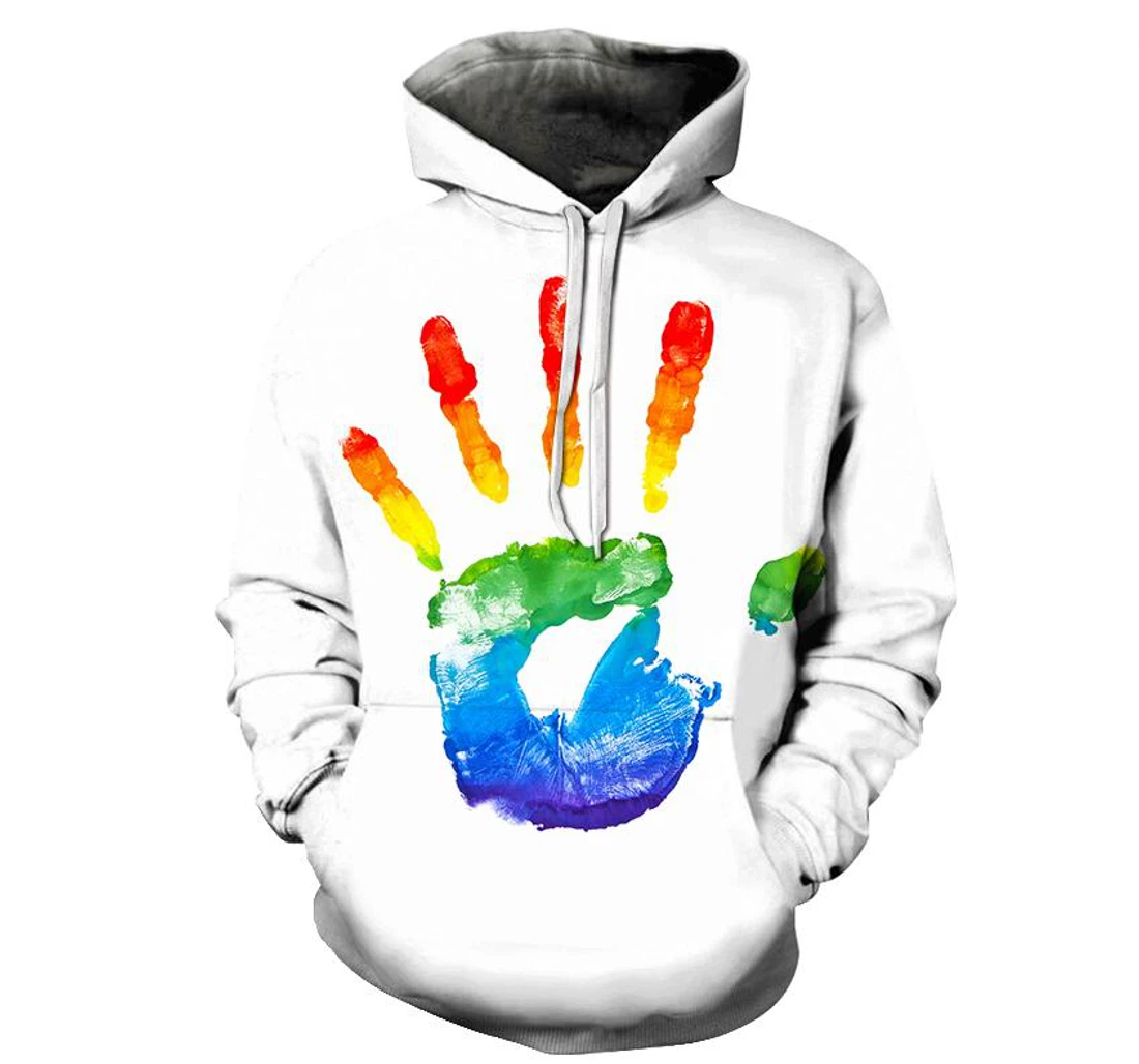 Hand Pride Colors - 3D Printed Pullover Hoodie