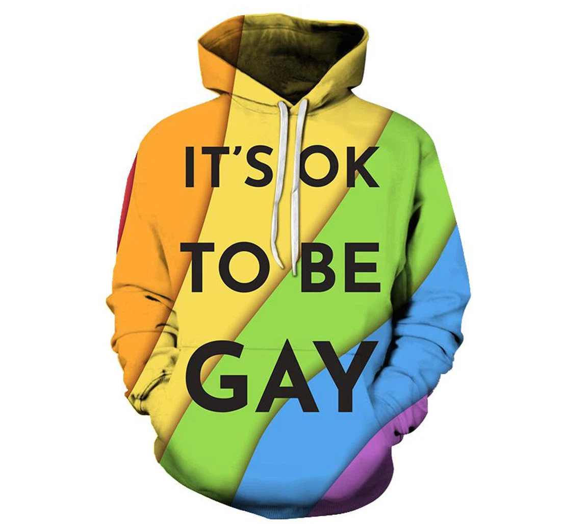 Ok To Be Gay - 3D Printed Pullover Hoodie