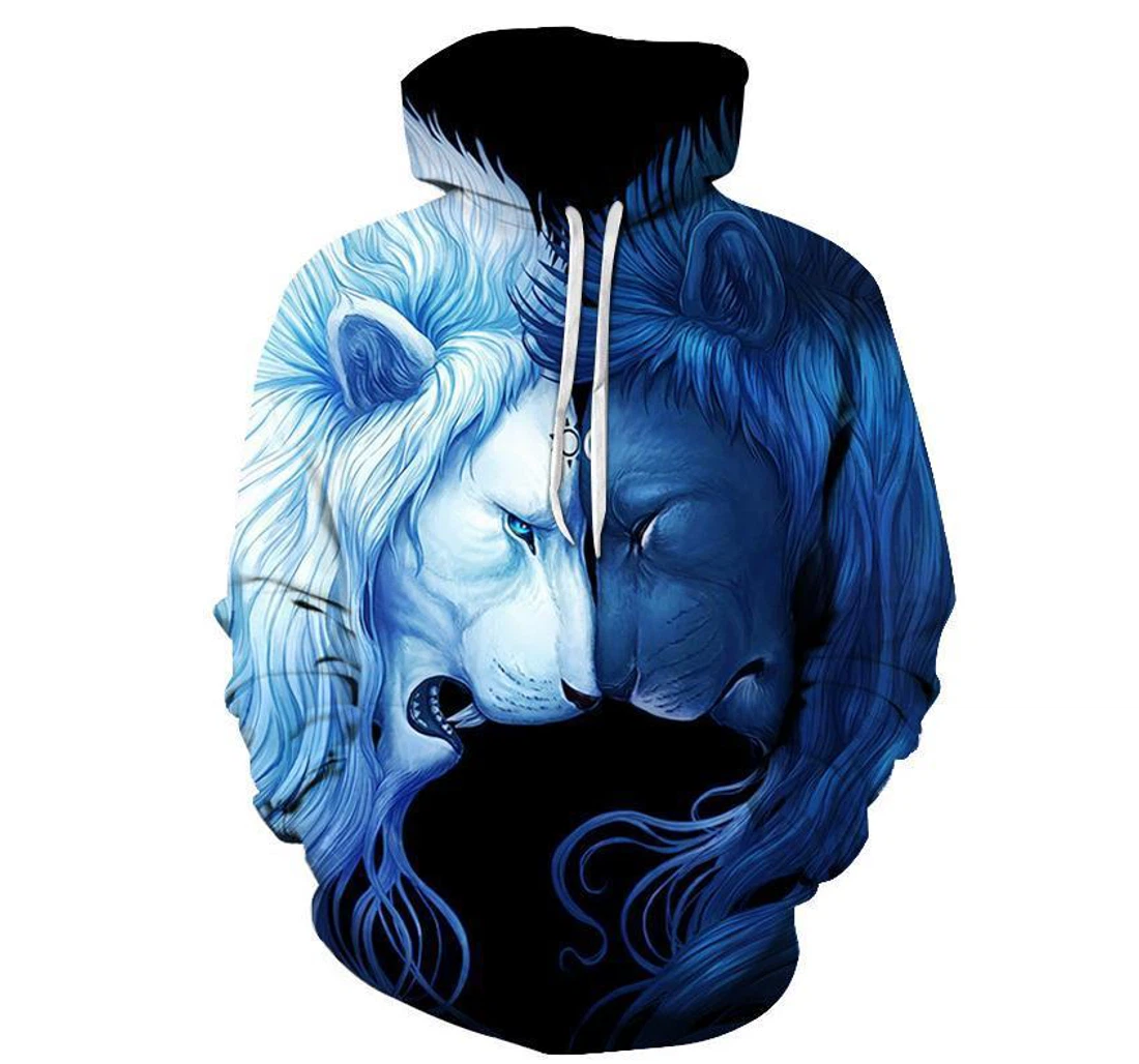 Lion Head To Head - 3D Printed Pullover Hoodie