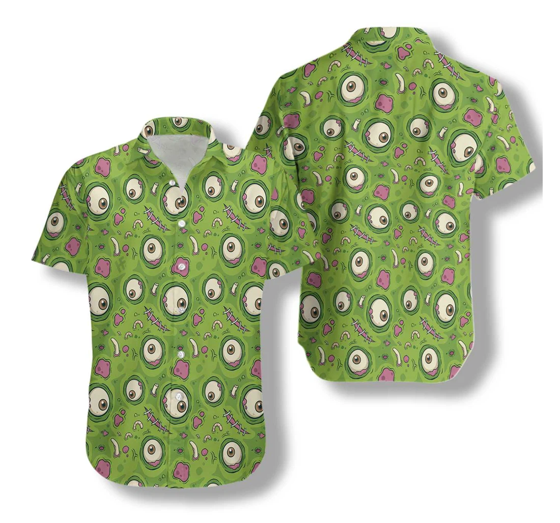 Creepy Halloween Zombie Skin Hawaiian Shirt, Button Up Aloha Shirt For Men, Women