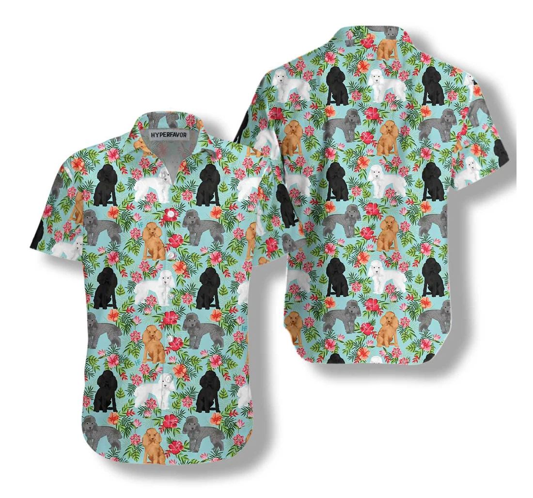 Poodle Hawaiian Shirt, Button Up Aloha Shirt For Men, Women