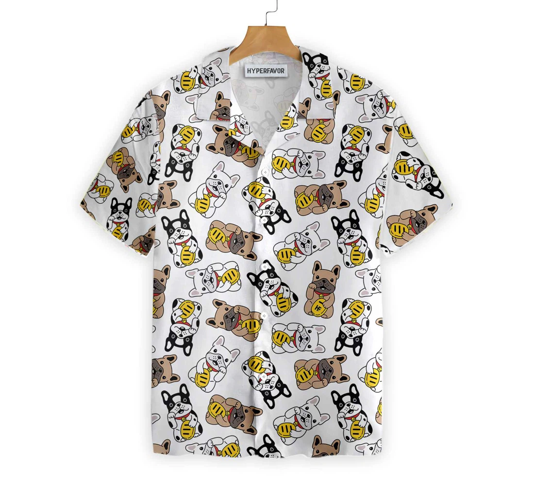 Lucky Bulldog Hawaiian Shirt, Button Up Aloha Shirt For Men, Women