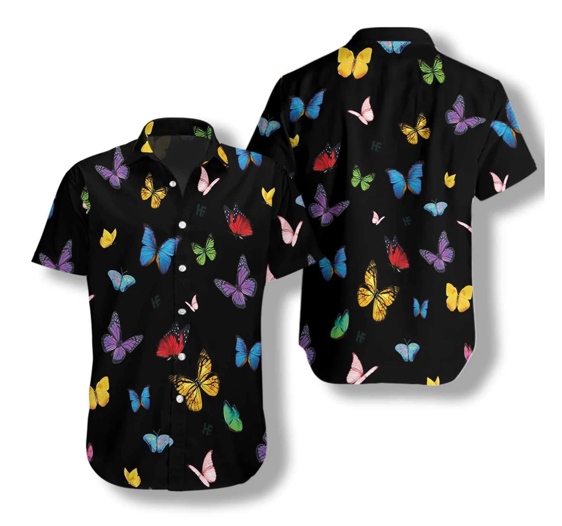 Butterfly Seamless Pattern Hawaiian Shirt, Button Up Aloha Shirt For Men, Women