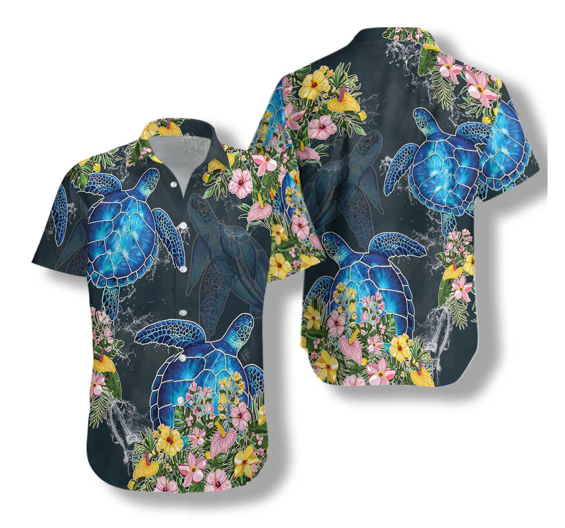 Sea Turtle Hawaiian Shirt, Button Up Aloha Shirt For Men, Women