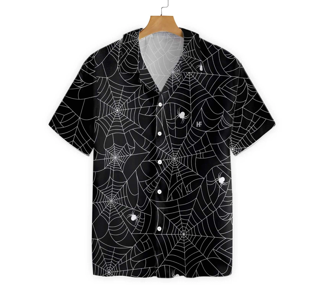 Halloween Spider Web Hawaiian Shirt, Button Up Aloha Shirt For Men, Women