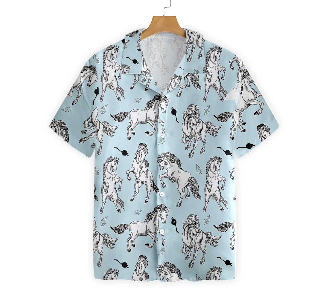 Horse Seamless Pattern Hawaiian Shirt, Button Up Aloha Shirt For Men, Women