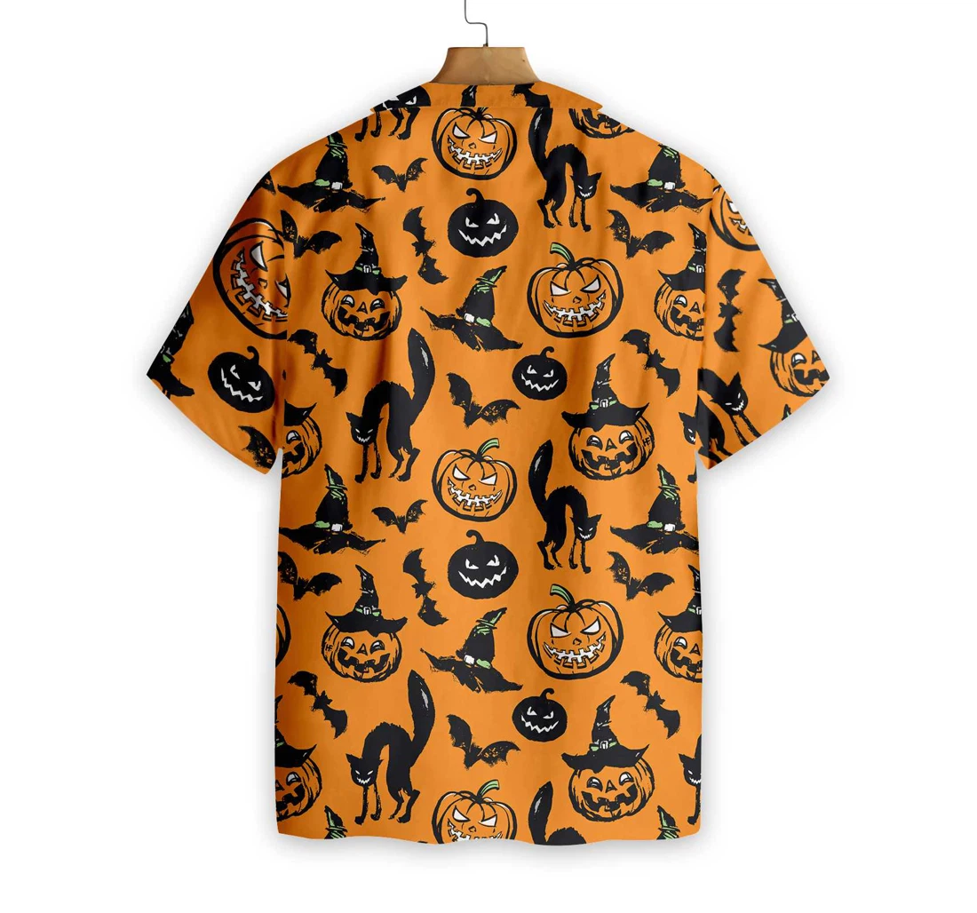 Halloween Pattern Hawaiian Shirt, Button Up Aloha Shirt For Men, Women