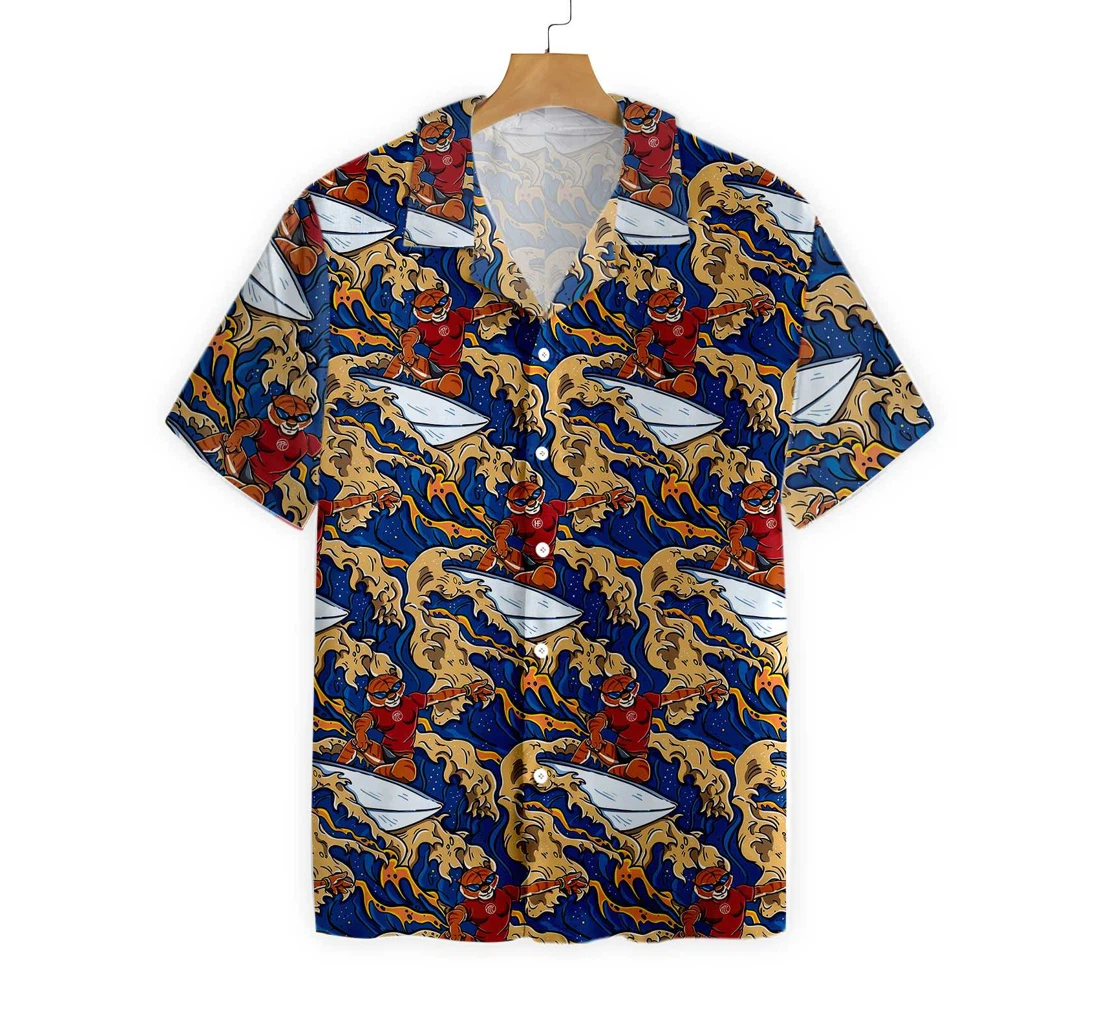 Tiger Surfer Roaring Waters Hawaiian Shirt, Button Up Aloha Shirt For Men, Women