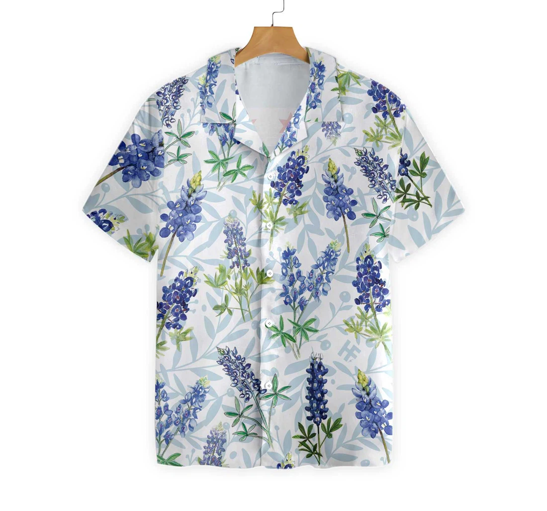 Chicago Bluebonnet Flag Hawaiian Shirt, Button Up Aloha Shirt For Men, Women