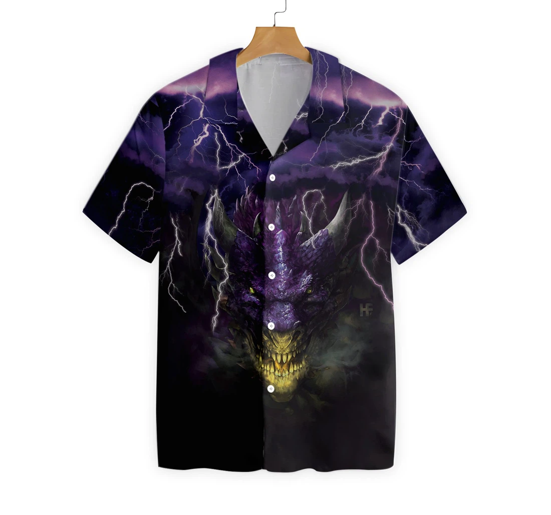 Dragon Head Lightning Hawaiian Shirt, Button Up Aloha Shirt For Men, Women