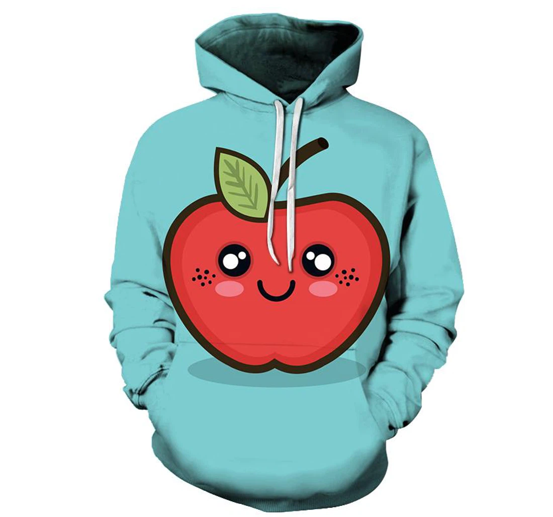 Cartoon Apple - 3D Printed Pullover Hoodie