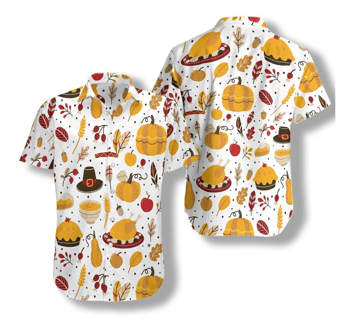 Thanksgiving Pattern Hawaiian Shirt, Button Up Aloha Shirt For Men, Women