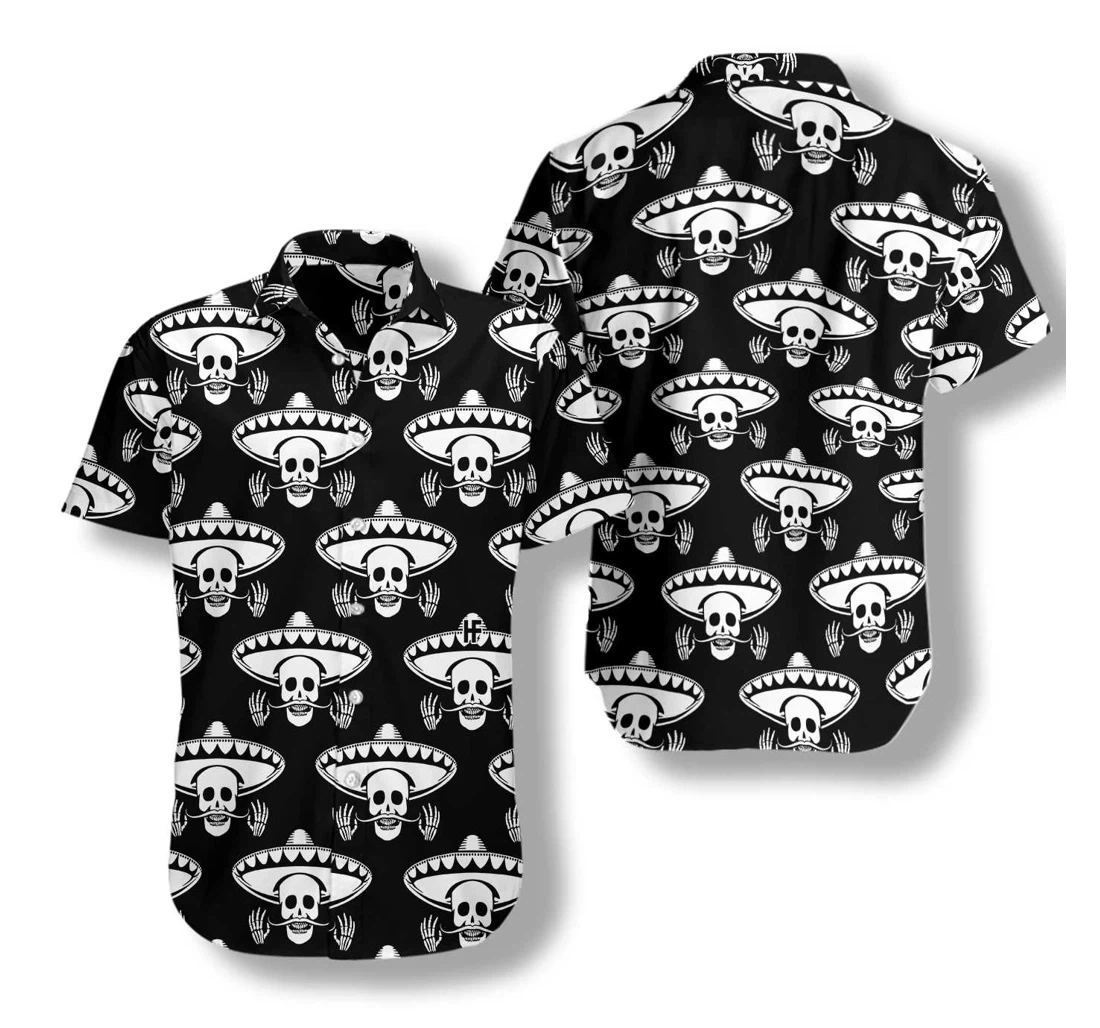 Mustache Skull Mexico Hawaiian Shirt, Button Up Aloha Shirt For Men, Women