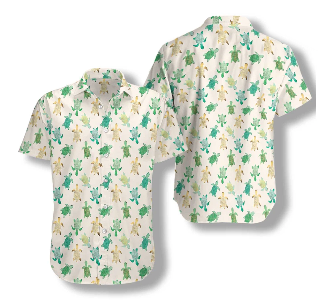 Green Sea Turtle Hawaiian Shirt, Button Up Aloha Shirt For Men, Women