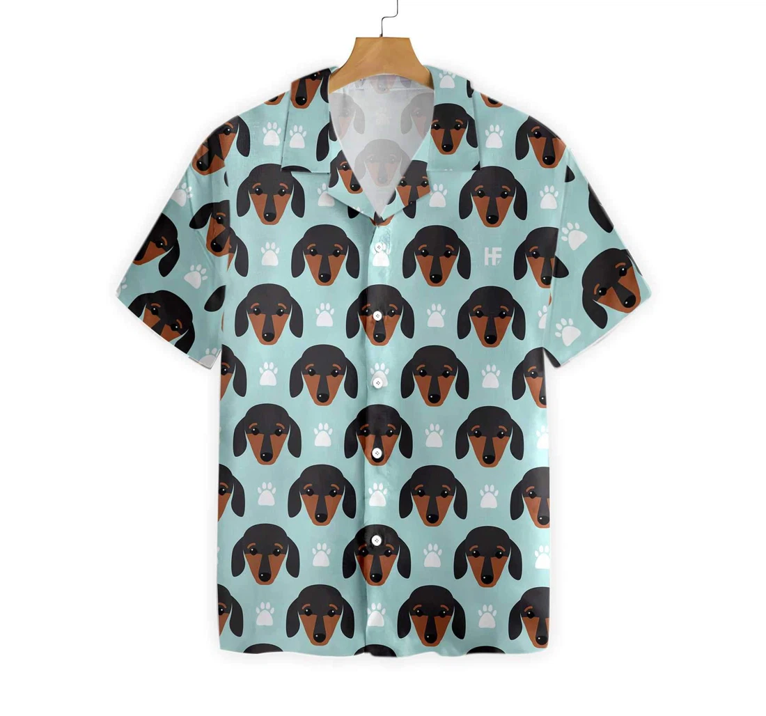 Little Dachshund Puppy Head Hawaiian Shirt, Button Up Aloha Shirt For Men, Women