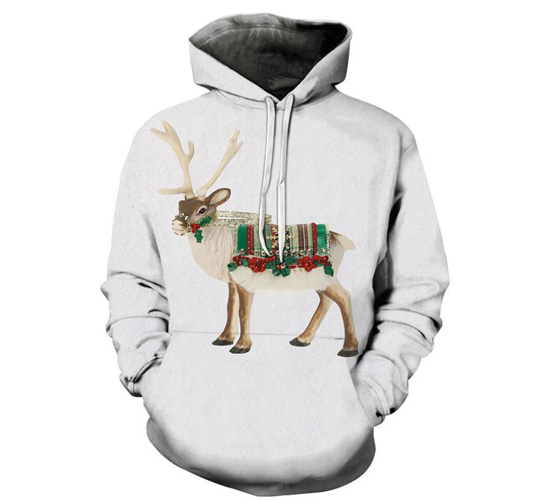 Santa's Reindeer Christmas - 3D Printed Pullover Hoodie