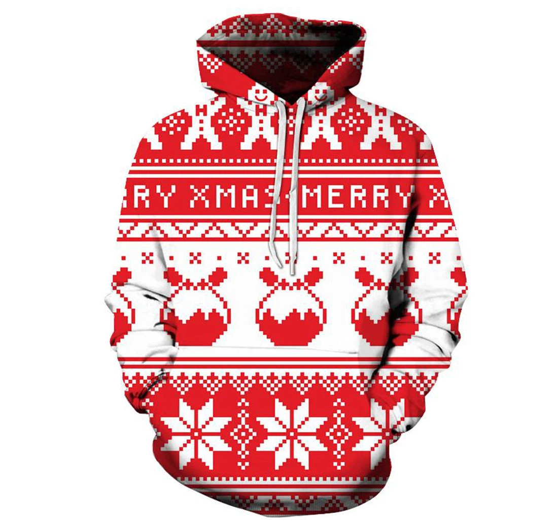 Merry Christmas - 3D Printed Pullover Hoodie