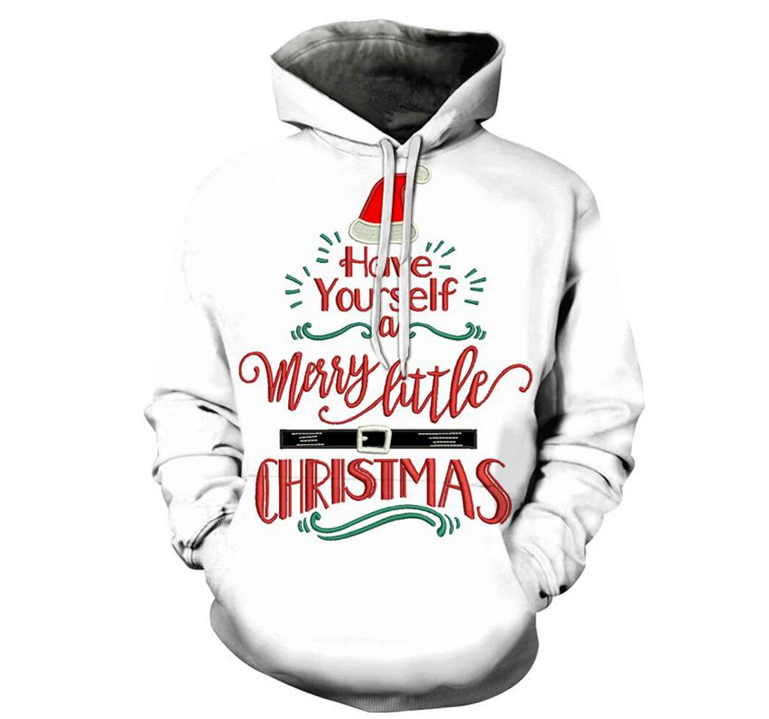Merry Little Christmas - 3D Printed Pullover Hoodie