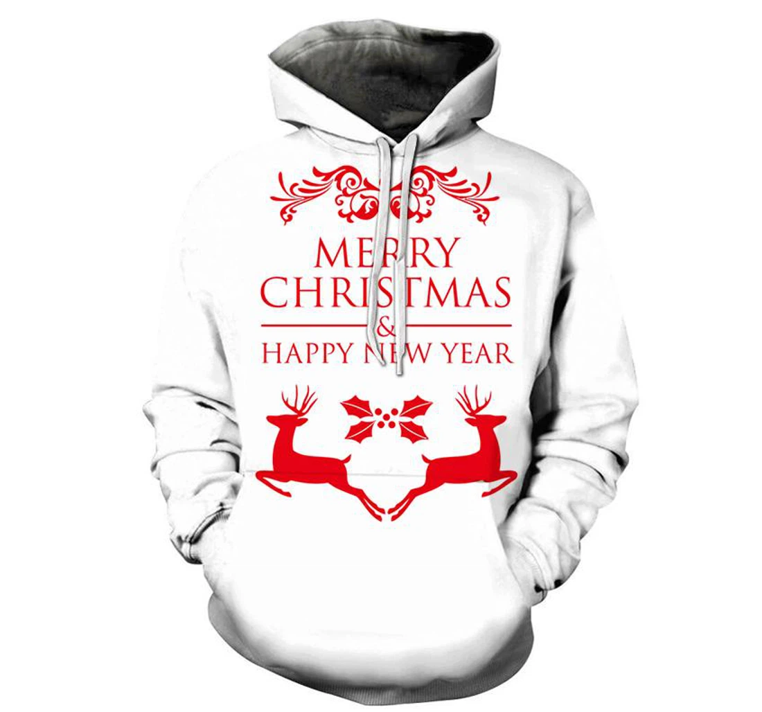Merry Christmas & Happy New Year - 3D Printed Pullover Hoodie