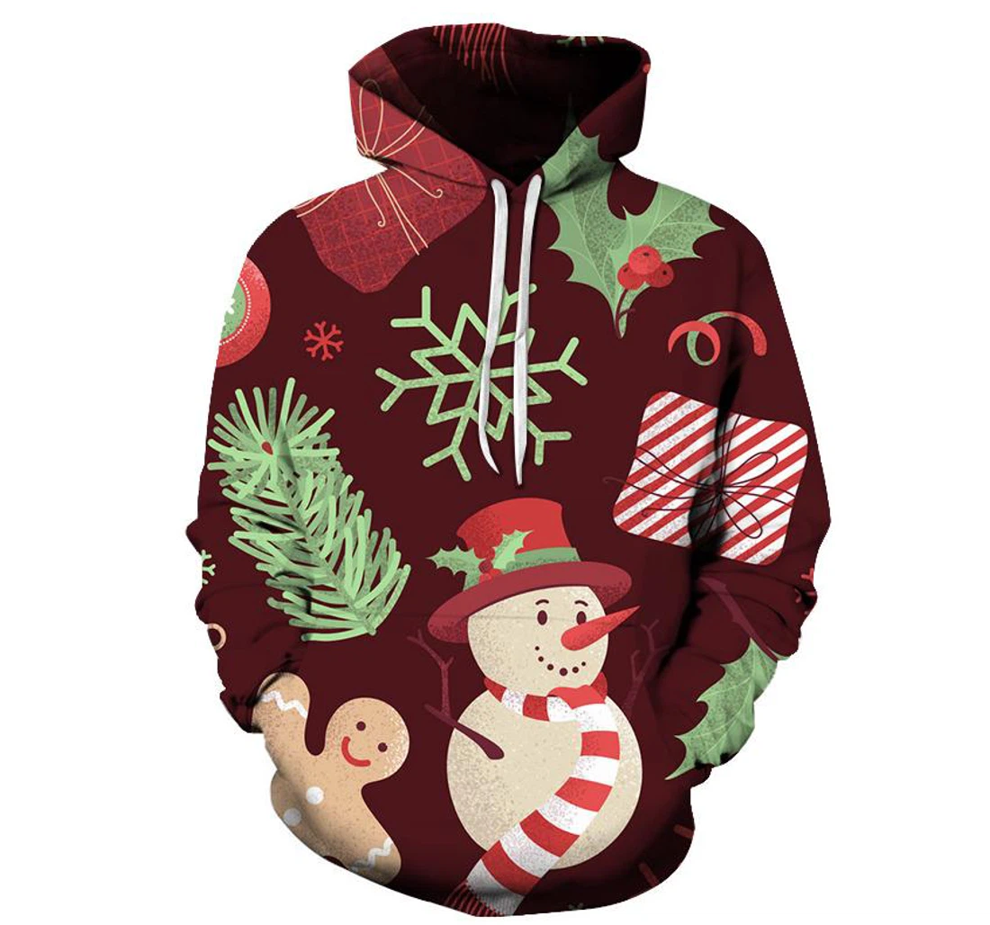 Brown Snowman Christmas - 3D Printed Pullover Hoodie