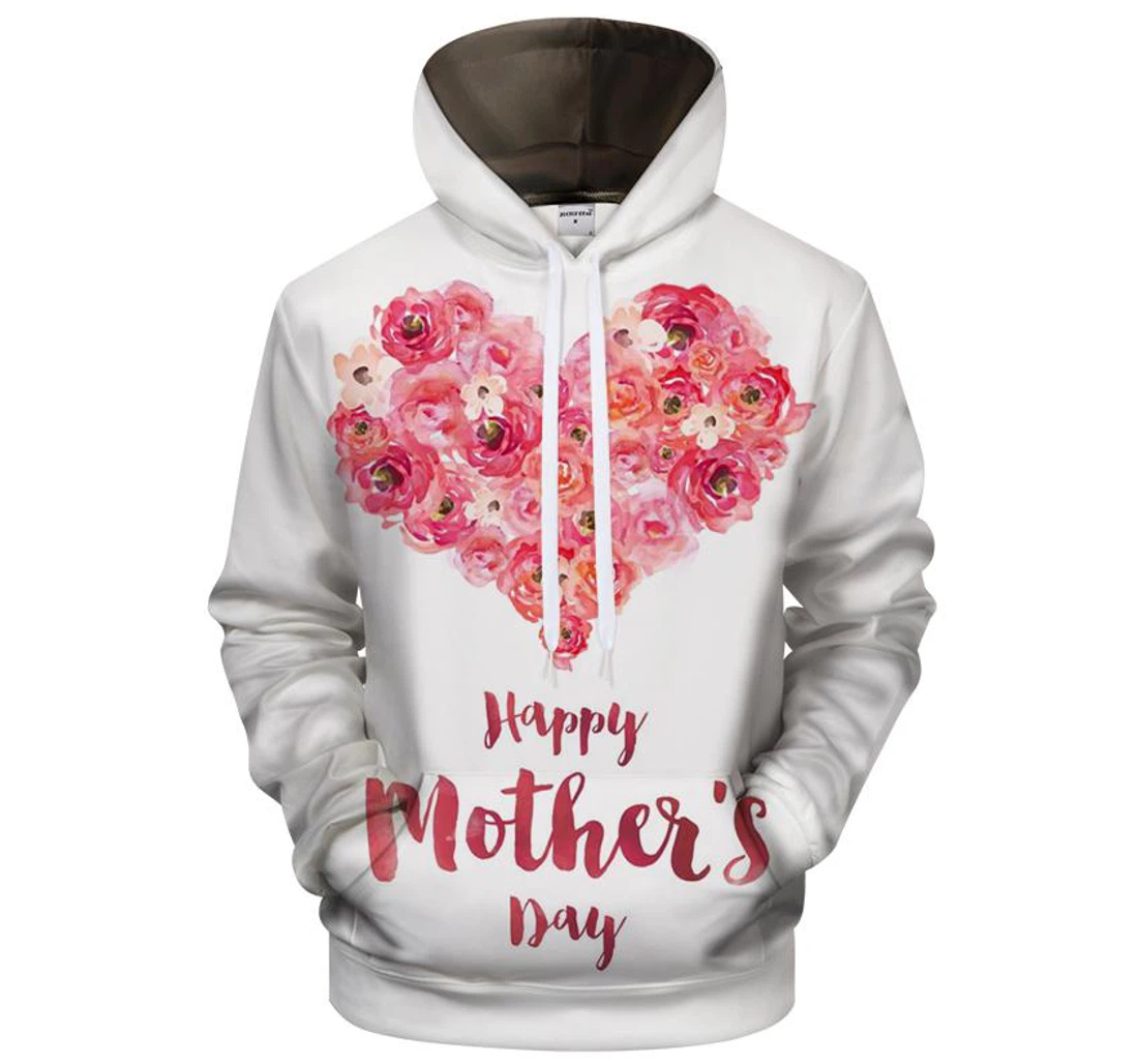 Happy Mother's Day Flower Heart - 3D Printed Pullover Hoodie