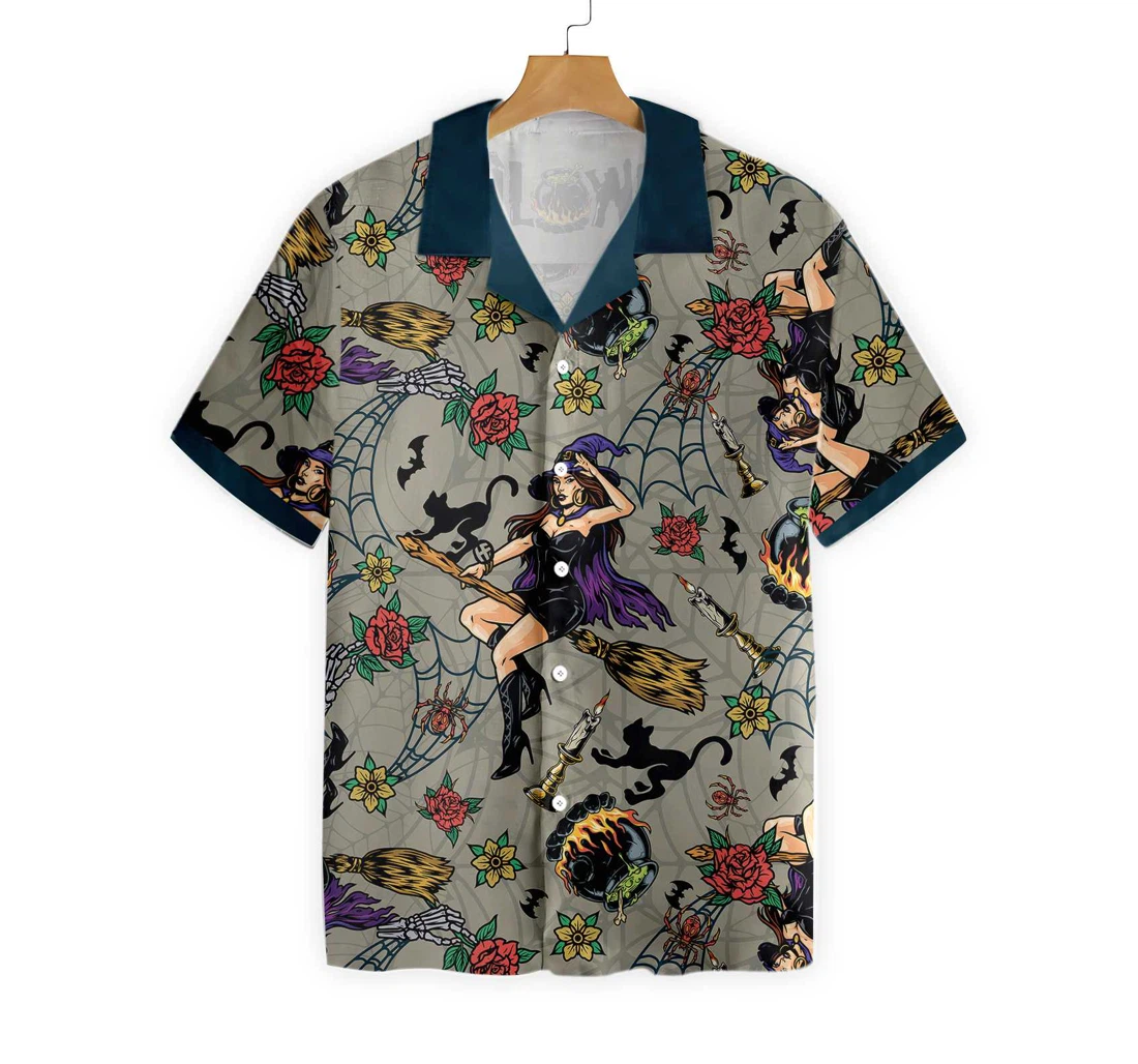 Halloween Witches Night Hawaiian Shirt, Button Up Aloha Shirt For Men, Women