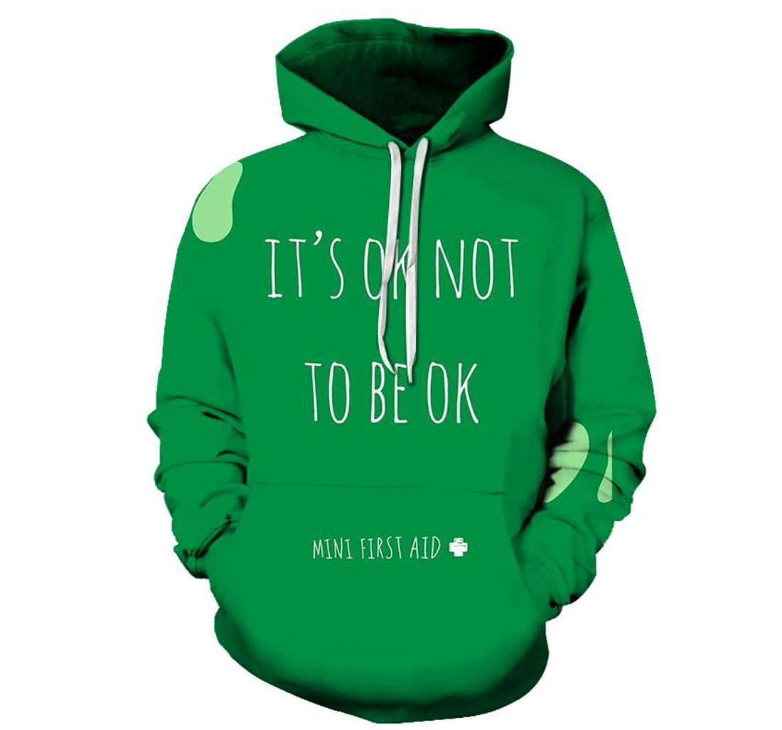 Green Mental Health Awareness - - 3D Printed Pullover Hoodie