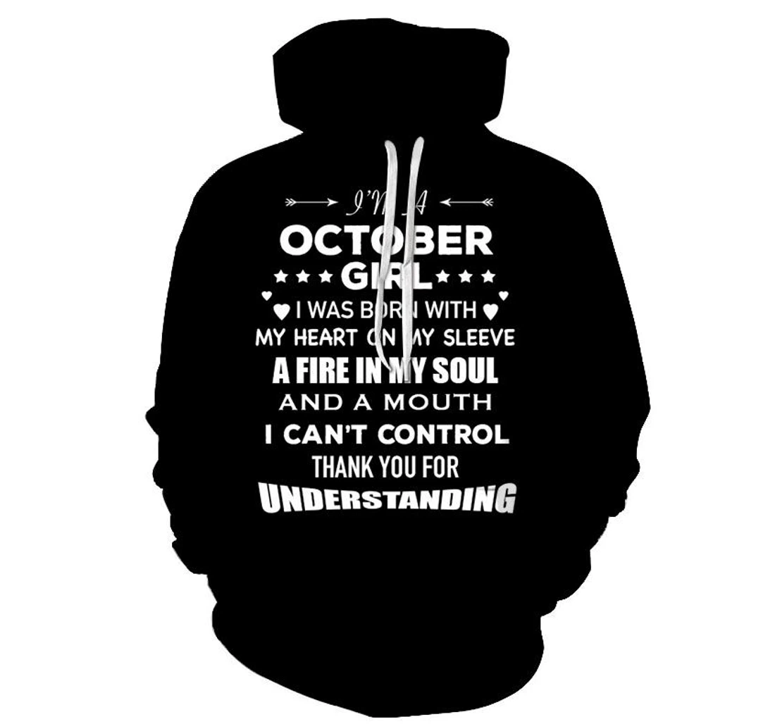 October Born Girl - 3D Printed Pullover Hoodie
