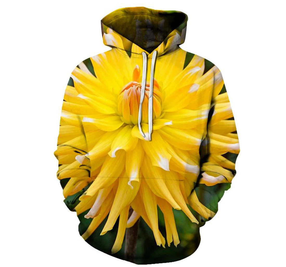 Yellow Floral - 3D Printed Pullover Hoodie