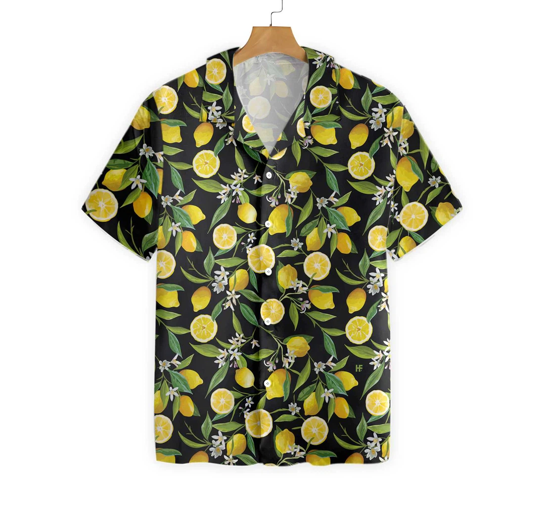 Summertime Watercolor Lemon Hawaiian Shirt, Button Up Aloha Shirt For Men, Women